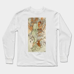 Winter 1896 by Alphonse Mucha (His First Seasons Series) Long Sleeve T-Shirt